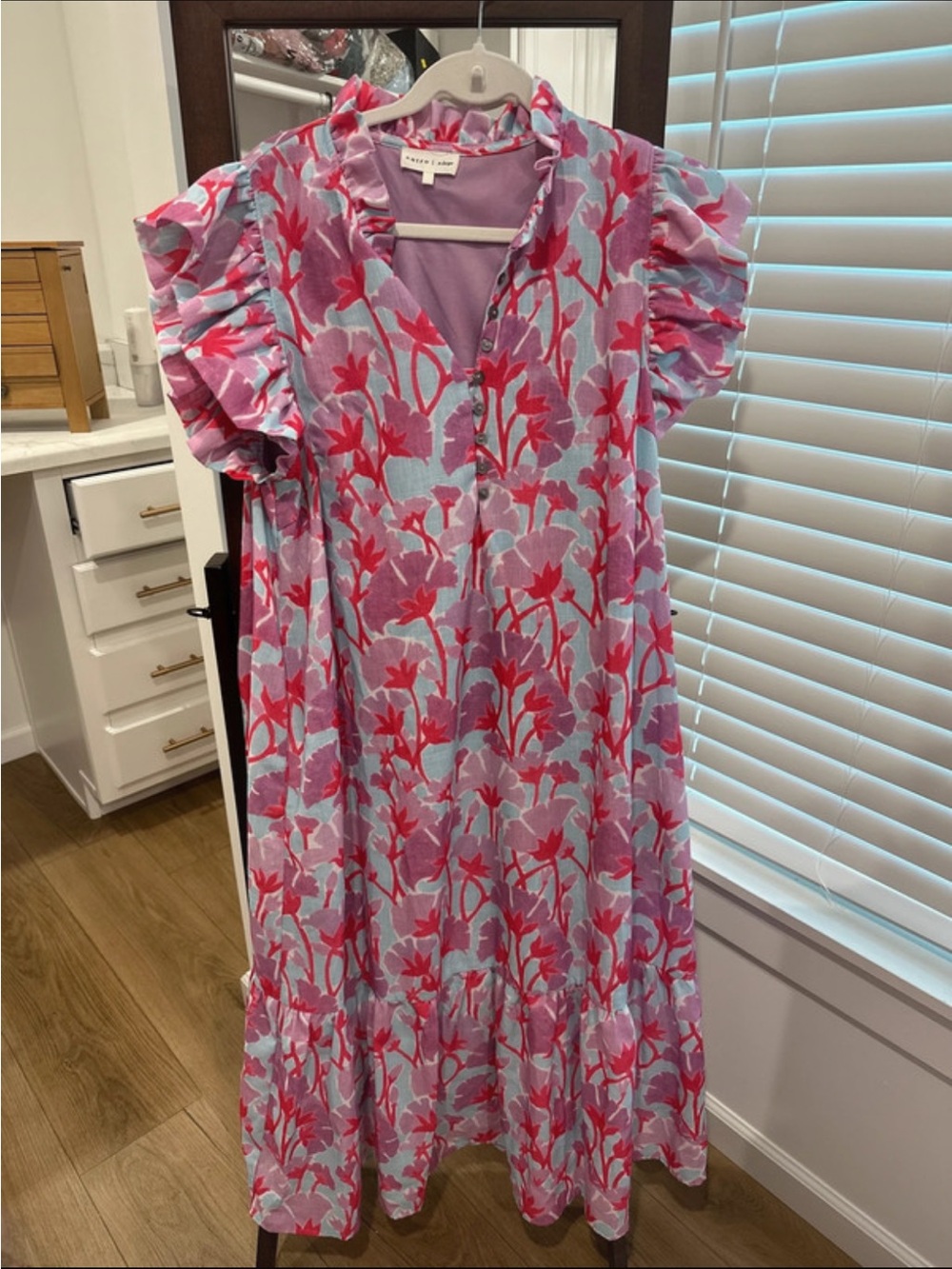 entro Lavender Maxi Dress with Pink Floral Print